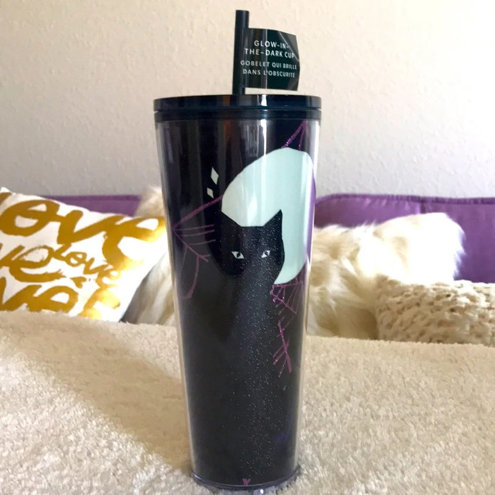 🐈‍⬛🐈‍⬛🐈‍⬛ Halloween Starbucks Black Sparkle Cat Tumbler